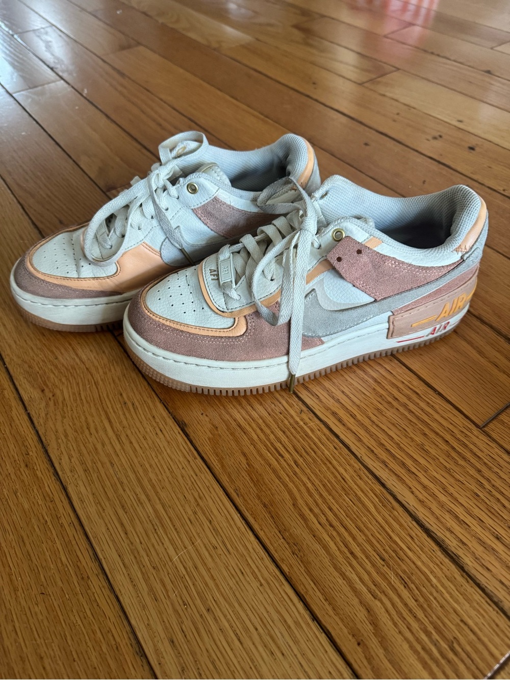 Nike Peach and Cream Layered Air Force 1 Sneakers - Picture 2 of 4